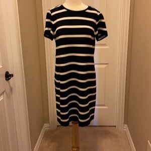 Loft navy and white striped dress size never worn
